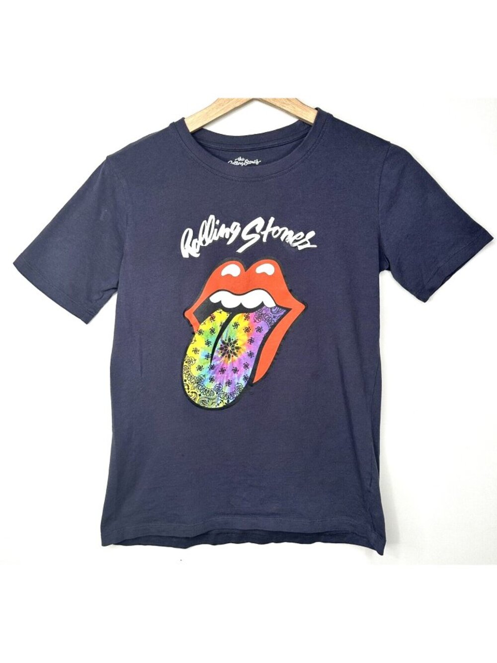 Rolling Stones Boys T Shirt Gray M 10/12 Hippie Tongue Graphic Band Rock Tee